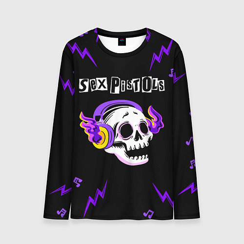 Мужской лонгслив Sex Pistols неоновый череп / 3D-принт – фото 1