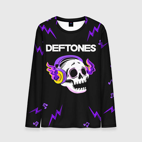 Мужской лонгслив Deftones неоновый череп / 3D-принт – фото 1