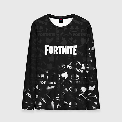 Мужской лонгслив Fortnite pattern black / 3D-принт – фото 1