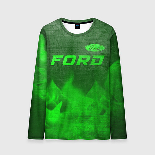 Мужской лонгслив Ford - green gradient посередине / 3D-принт – фото 1