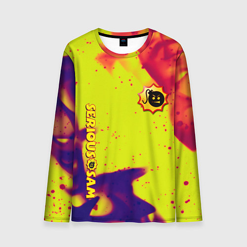Мужской лонгслив Serious Sam flame yellow / 3D-принт – фото 1