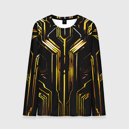 Мужской лонгслив Золотые полосы на чёрном фоне / 3D-принт – фото 1
