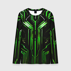 Лонгслив мужской Green stripes on a black background, цвет: 3D-принт