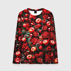 Лонгслив мужской Рождественские ягоды и фрукты, цвет: 3D-принт