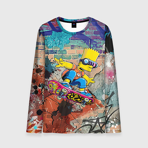 Мужской лонгслив Bart Simpson on a skateboard - graffiti / 3D-принт – фото 1