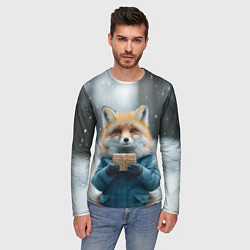Лонгслив мужской Лисица с подарком, цвет: 3D-принт — фото 2