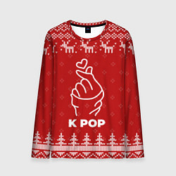 Лонгслив мужской Новогодний K Pop с оленями, цвет: 3D-принт