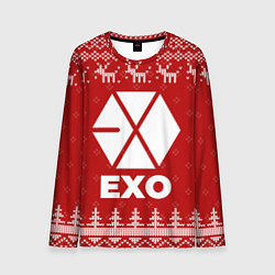 Лонгслив мужской Новогодний Exo с оленями, цвет: 3D-принт