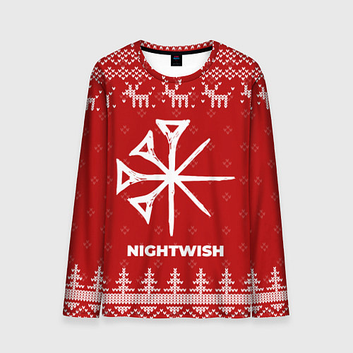 Мужской лонгслив Новогодний Nightwish с оленями / 3D-принт – фото 1