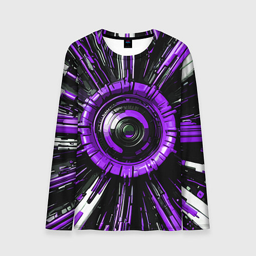 Мужской лонгслив Чёрно-фиолетовая сфера киберпанк / 3D-принт – фото 1