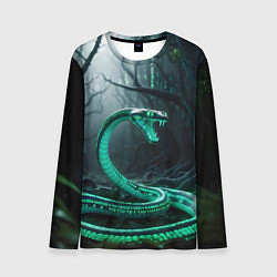 Лонгслив мужской Змея в неоновом лесу, цвет: 3D-принт