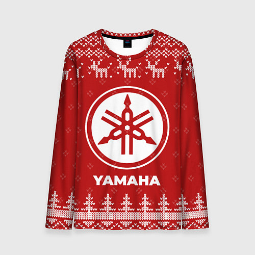 Мужской лонгслив Новогодний Yamaha с оленями / 3D-принт – фото 1