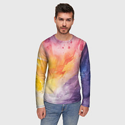 Лонгслив мужской Краски акварели, цвет: 3D-принт — фото 2