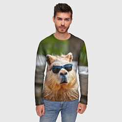 Лонгслив мужской Модная капибара в темных очках, цвет: 3D-принт — фото 2