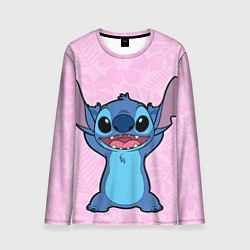 Мужской лонгслив Stitch on a pink background