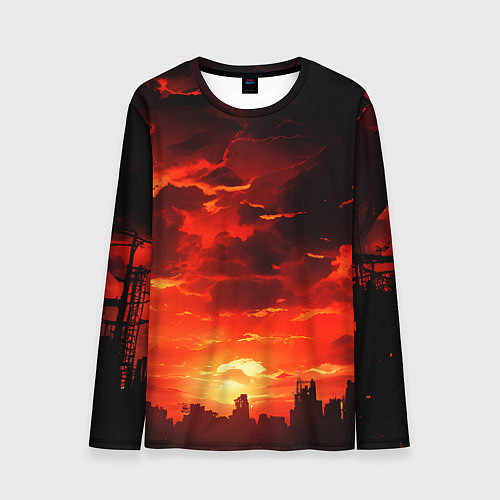 Мужской лонгслив Багровый апокалиптический закат / 3D-принт – фото 1