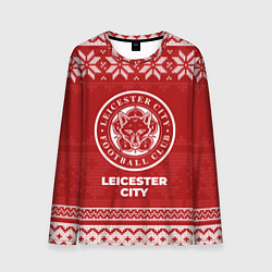 Лонгслив мужской Новогодний Leicester City, цвет: 3D-принт