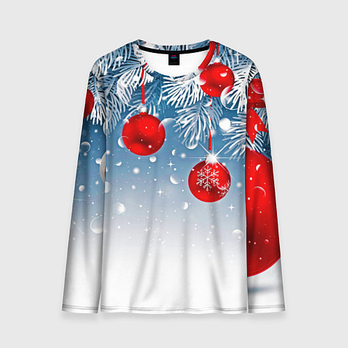 Мужской лонгслив Ёлочные ветви с игрушками / 3D-принт – фото 1