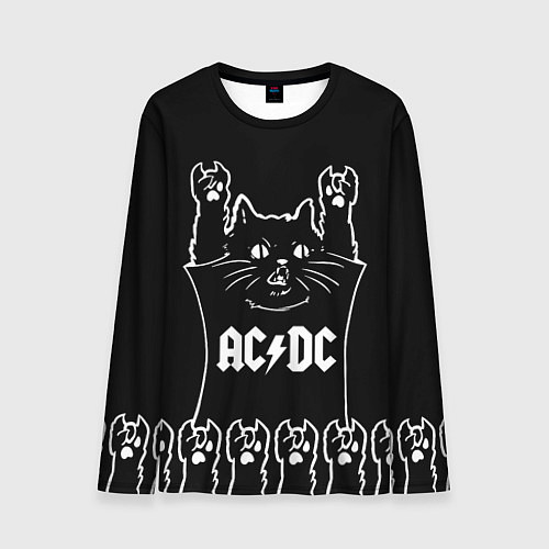 Мужской лонгслив AC DC: cat rock / 3D-принт – фото 1