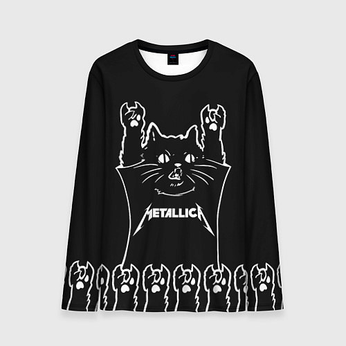 Мужской лонгслив Metallica: cat rock / 3D-принт – фото 1