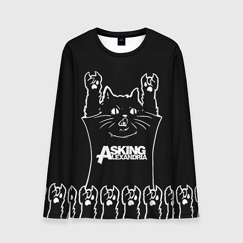 Мужской лонгслив Asking Alexandria - кот рок / 3D-принт – фото 1