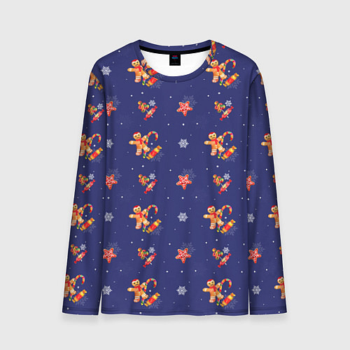 Мужской лонгслив Сладости и снег / 3D-принт – фото 1