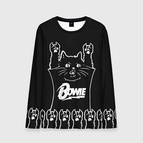 Мужской лонгслив David Bowie: cat rock / 3D-принт – фото 1