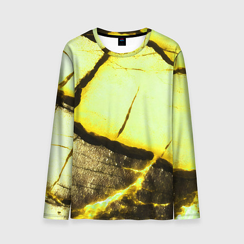 Мужской лонгслив Трещины на абстрактном жёлтом фоне / 3D-принт – фото 1
