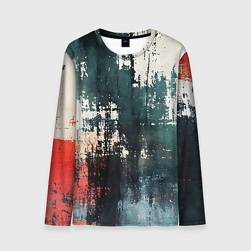 Мужской лонгслив Чёрно-красная ржавчина на белом фоне / 3D-принт – фото 1