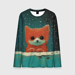 Мужской лонгслив Новогодняя рыжая лисичка