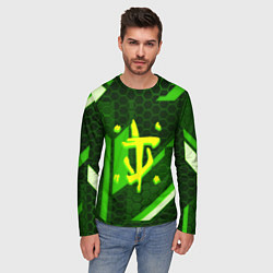 Лонгслив мужской Doom geometry green, цвет: 3D-принт — фото 2