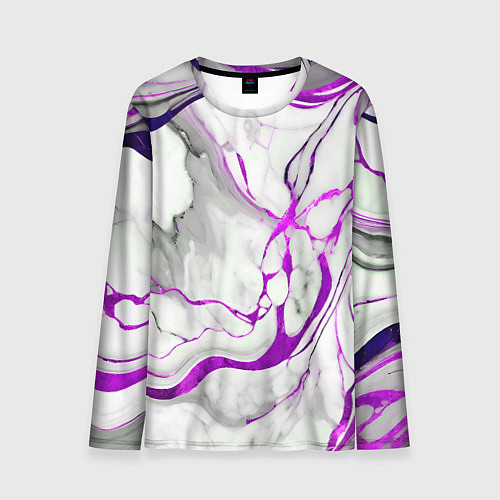 Мужской лонгслив Фиолетово-белый мрамор / 3D-принт – фото 1
