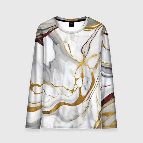 Мужской лонгслив Жёлто-белый мрамор / 3D-принт – фото 1