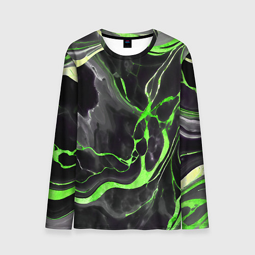 Мужской лонгслив Зелёно-чёрный мрамор / 3D-принт – фото 1