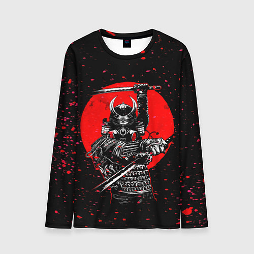 Мужской лонгслив Кровавый самурай и луна / 3D-принт – фото 1