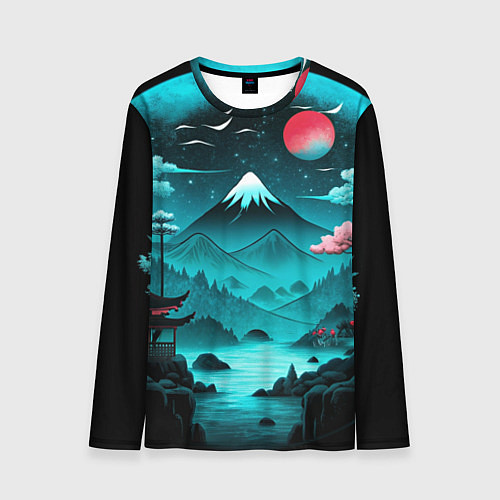 Мужской лонгслив Коллаж из природы Японии / 3D-принт – фото 1