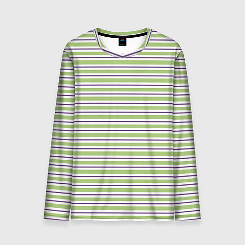 Мужской лонгслив Зелёный с фиолетовой полосой / 3D-принт – фото 1