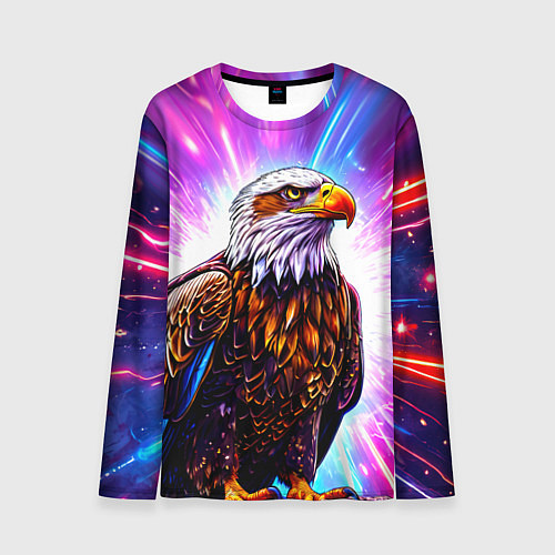 Мужской лонгслив Орел в неоновых огнях / 3D-принт – фото 1