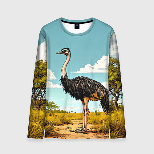 Мужской лонгслив Страус в природе / 3D-принт – фото 1