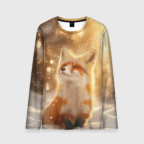 Мужской лонгслив Довольная рыжая лисичка / 3D-принт – фото 1