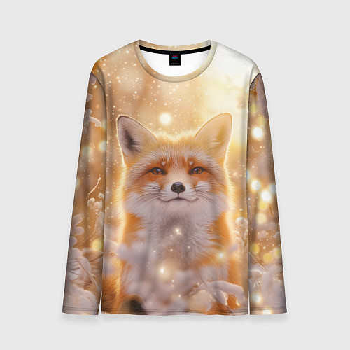 Мужской лонгслив Лисица и блестящий снег / 3D-принт – фото 1