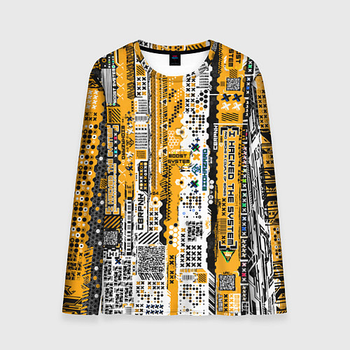 Мужской лонгслив Cyberpunk pattern yellow / 3D-принт – фото 1