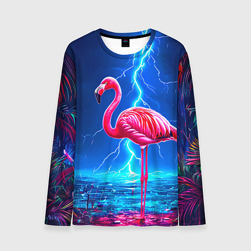 Мужской лонгслив Фламинго и молния / 3D-принт – фото 1