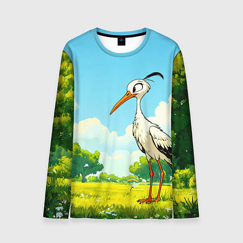Мужской лонгслив Аист в лесу / 3D-принт – фото 1