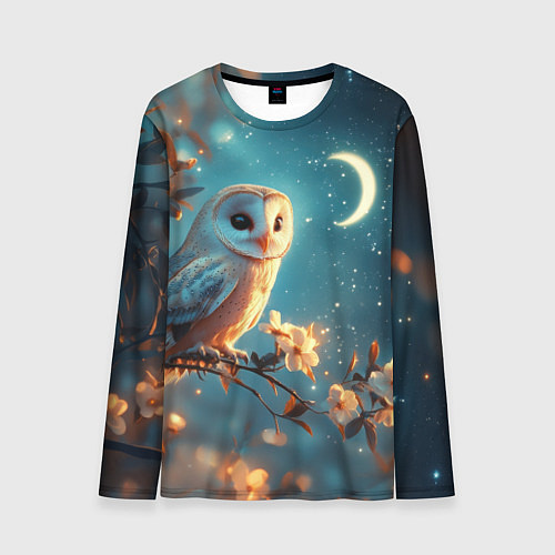Мужской лонгслив Сова и звездное небо / 3D-принт – фото 1
