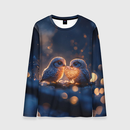 Мужской лонгслив Милые влюбленные совушки / 3D-принт – фото 1