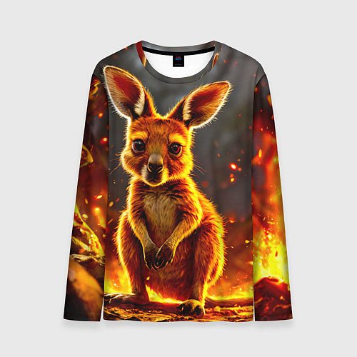 Мужской лонгслив Кенгуру в огне / 3D-принт – фото 1