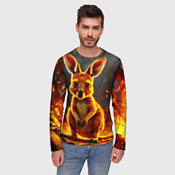 Лонгслив мужской Кенгуру в огне, цвет: 3D-принт — фото 2