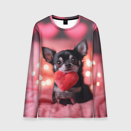 Мужской лонгслив Чихуахуа с сердечком / 3D-принт – фото 1
