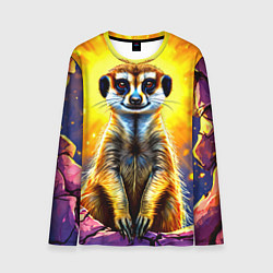 Лонгслив мужской Сурикат в яркиз лучах солнца, цвет: 3D-принт
